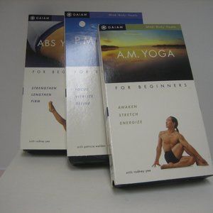 3 * YOGA Gaiam A.M. and P.M., ABS YOGA, for beginners-  VHS Tapes
